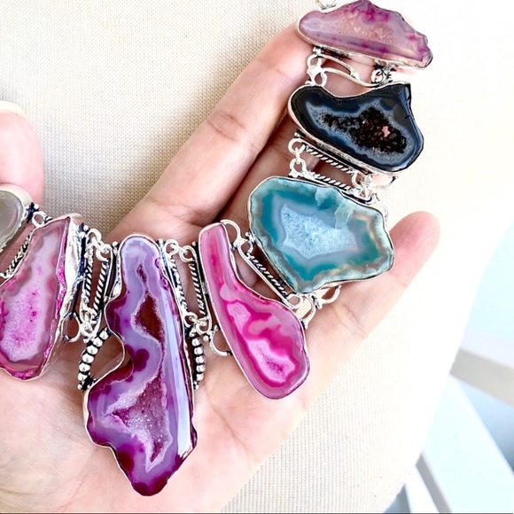 Multi Color Botswana Agate Necklace - Picture 5 of 8